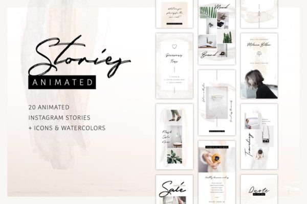 优雅简约风格Instagram故事动画配图模板素材库精选 ANIMATED Instagram Stories – So Female