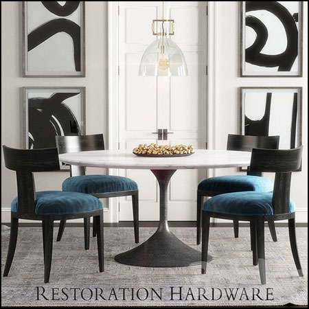 RH圆形大理石餐桌和餐椅素材之家精选3D模型