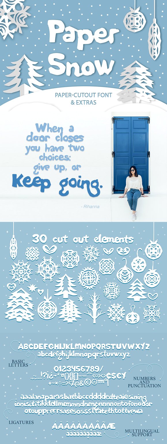 Paper snow Cut out font & extras Font素材之家精选英文字体