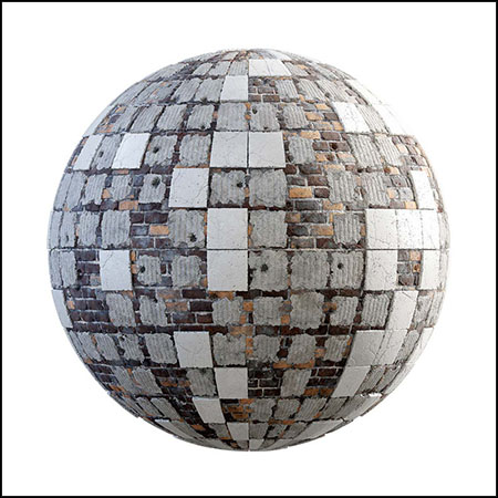 损坏的瓷砖PBR纹理贴图