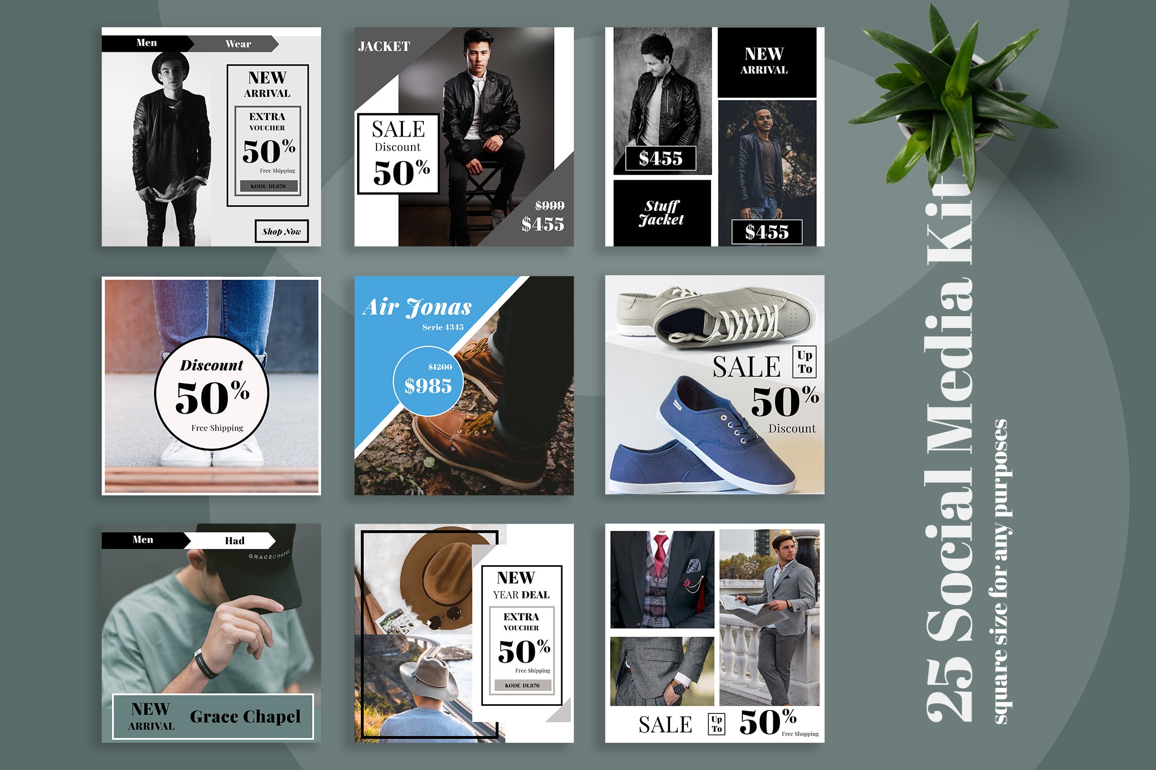 时尚产品促销社交推广设计素材包 Fashion Promo Social Media Kit插图(3)