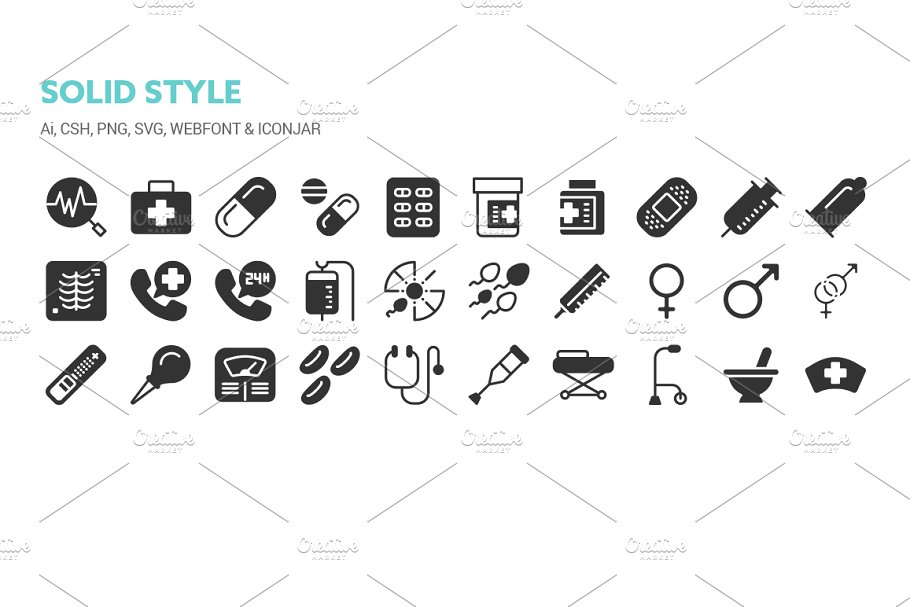 健康医药主题图标 Health and Medical Icons插图(5)