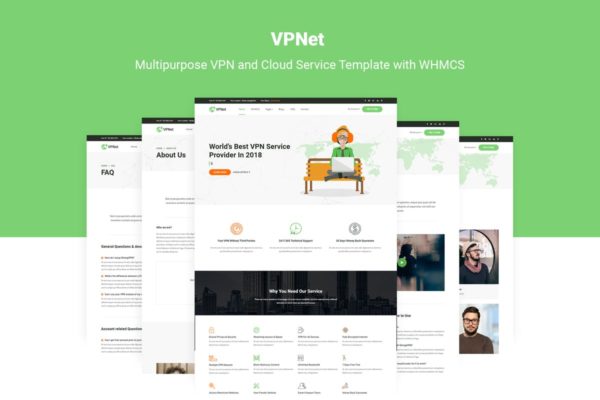 VPN＆云服务器提供商网站WHMCS模板素材库精选 VPNet – VPN and Cloud Service Template with WHMCS