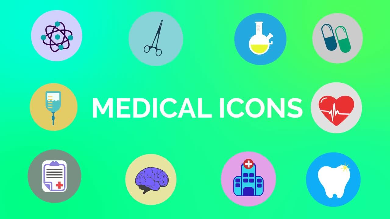 10个动画医疗图标素材库精选AE模板