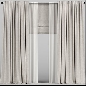 米色窗帘绢网和罗马帘素材之家精选3D模型