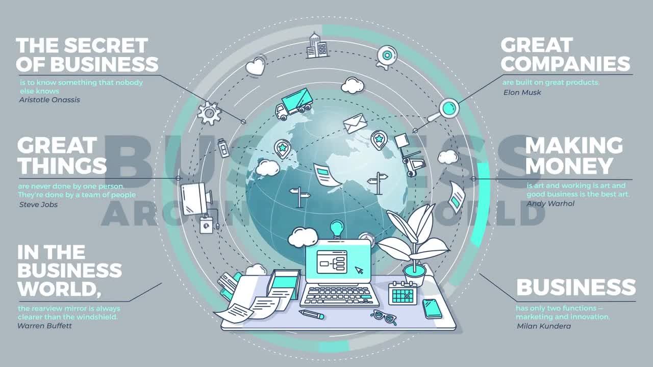 公司企业全球商业分布展示视频素材库精选AE模板