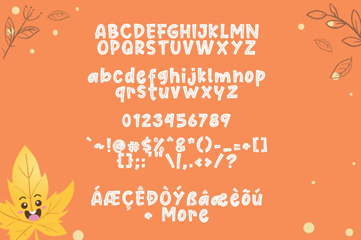 可爱风格枫叶装饰设计英文无衬线字体 Cute Maple Font插图(5)