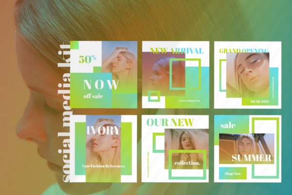 时尚品牌社交推广设计模板素材库精选素材 Ivory – Social Media Kit