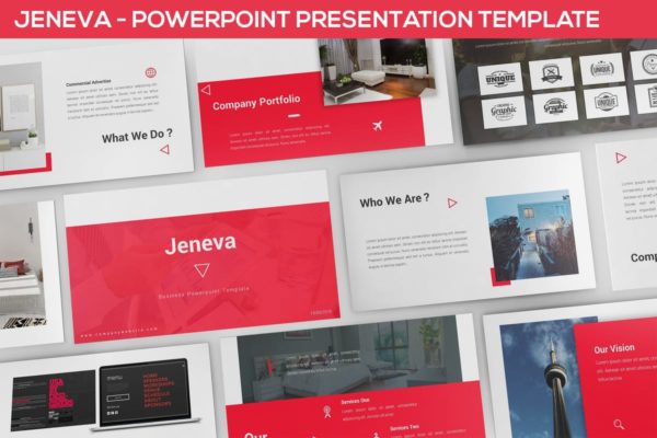金融/建筑/融资主题PPT幻灯片设计模板 Jeneva – Powerpoint Presentation Template