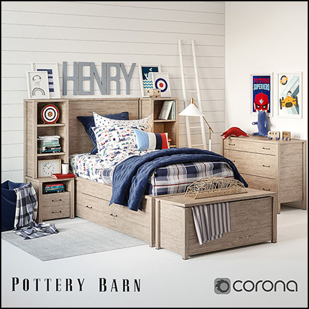 格子风格现代儿童卧室素材之家精选3D模型