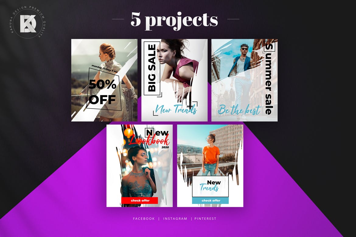 时尚行业社交媒体新媒体广告设计模板素材库精选 Fashion Social Media Pack插图(5)