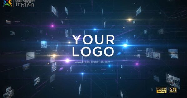 复杂几何图形网络风格Logo演示素材库精选AE模板 Fly through Digital Network Opener