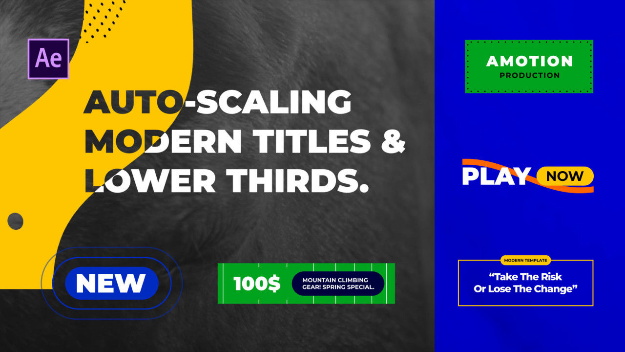 6个自动缩放标题降低三分之二素材库精选AE模板