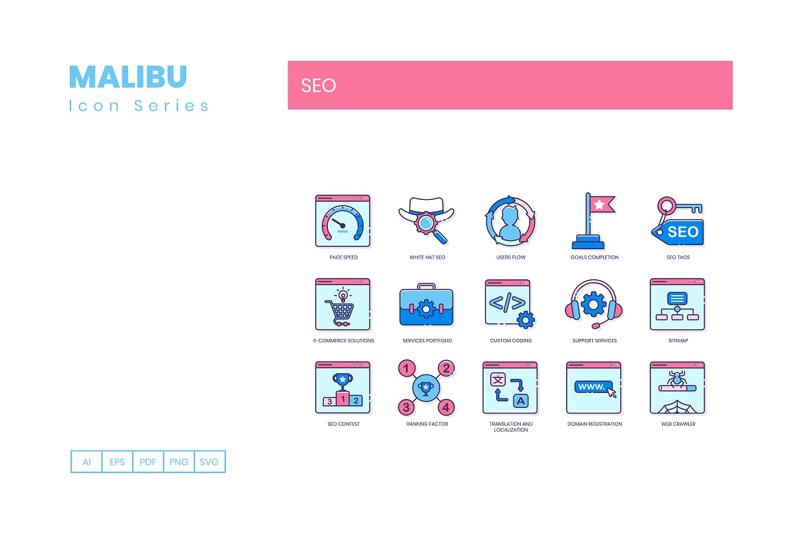 Malibu系列-110枚搜索引擎优化SEO主题图标素材 110 SEO Icons – Malibu Series插图(5)