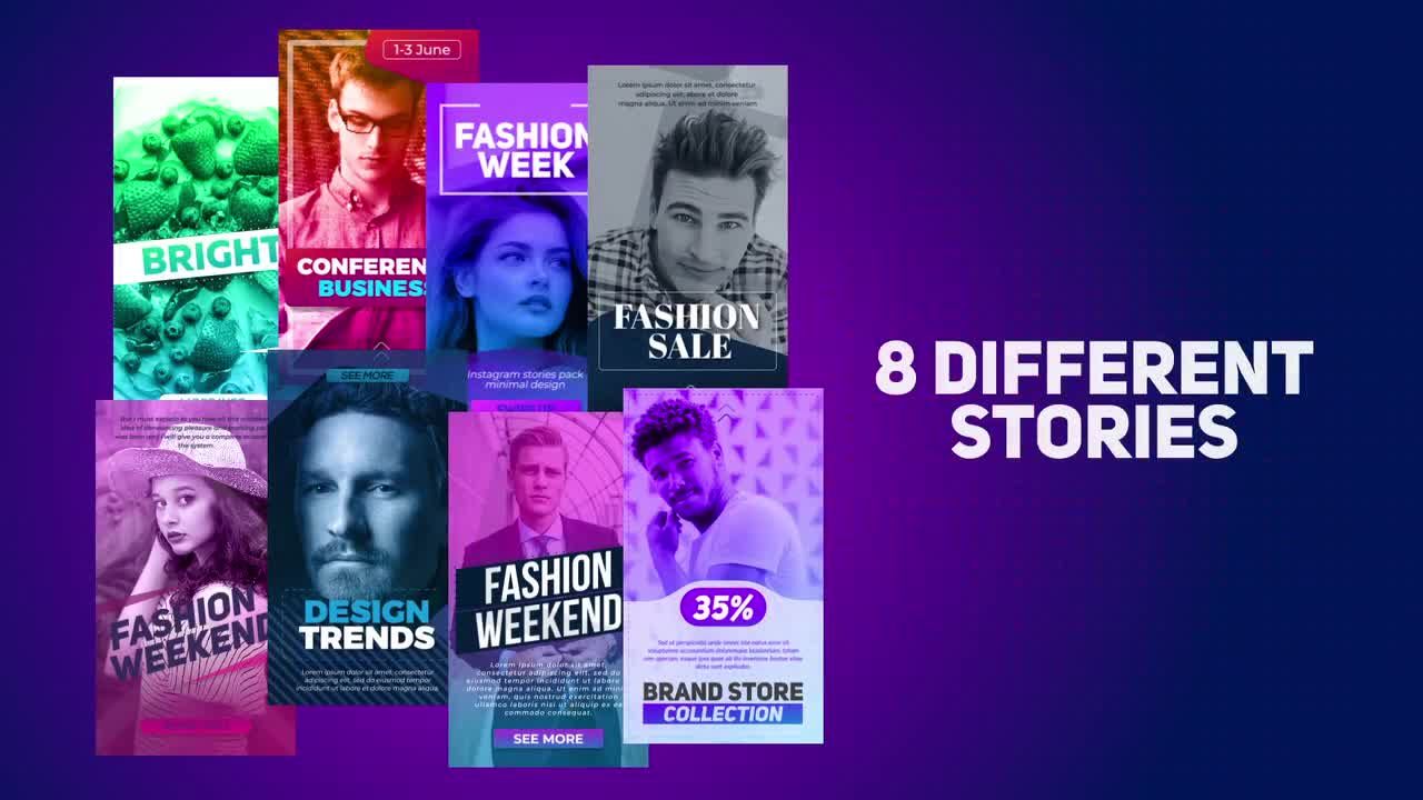 8个创造性动画过渡时尚照片展示素材库精选AE模板