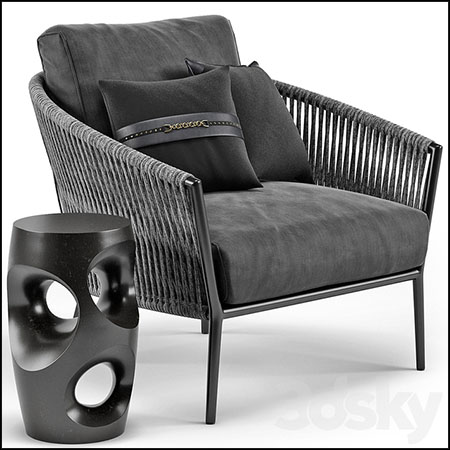 户外休闲椅和圆形边桌素材之家精选3D模型