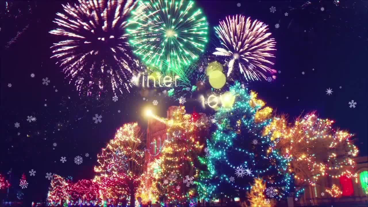 冬季雪花纷飞场景照片展示动画素材库精选AE模板