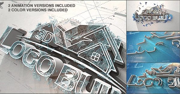 3D动态构造特效Logo演示素材库精选AE模板 3D Logo Build