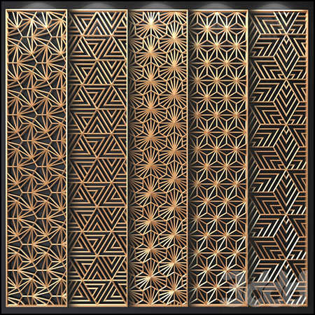 金色多边形镂空隔断装饰板素材之家精选3D模型