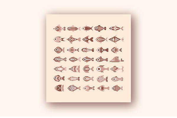 各种鱼类矢量素材库精选图标素材 Fish vector icon set (3 options)插图(1)