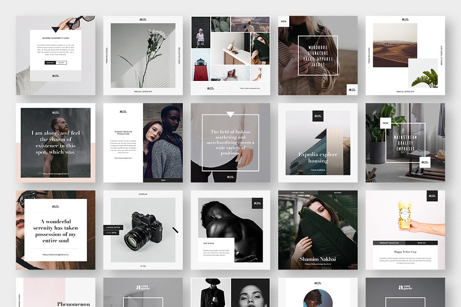 时尚风格社交媒体贴图PSD模板素材库精选 Stylish Social Media Pack插图(2)