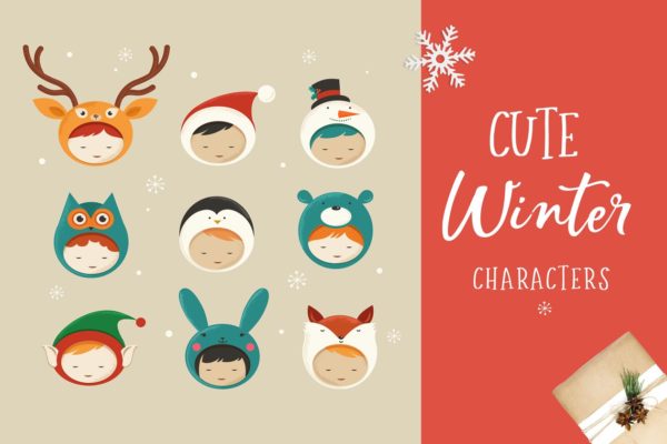 可爱的圣诞人物图标 Cute Christmas Characters icons