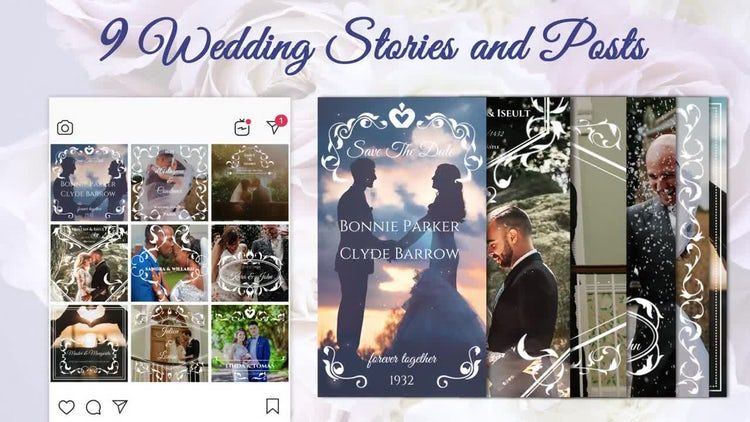 9个浪漫婚礼和喜帖动画PR素材