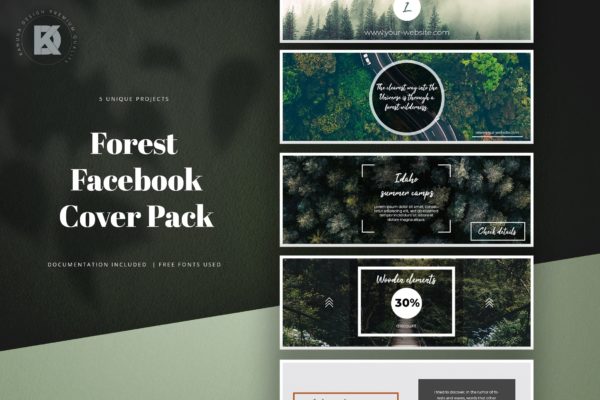 社交网站企业/品牌专业封面设计模板素材库精选 Forest Facebook Cover Kit