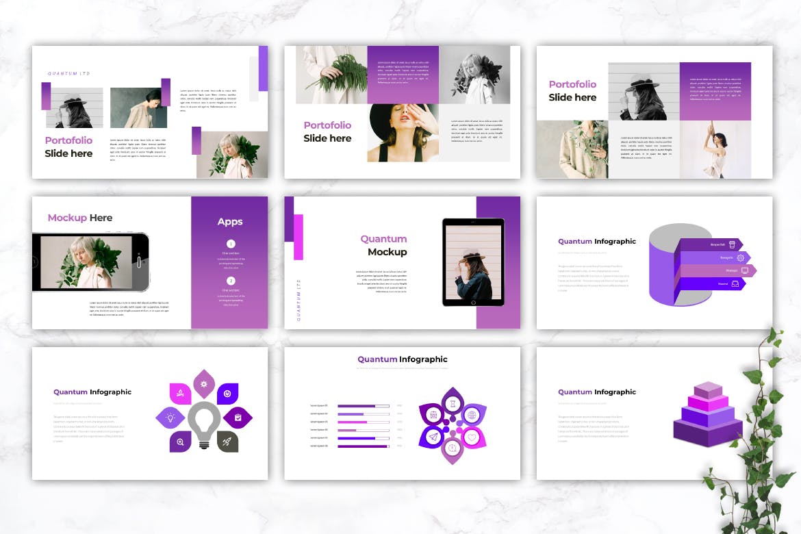 时尚/摄影公司作品集PPT幻灯片模板 QUANTUM – Company Profile Powerpoint Template插图(2)