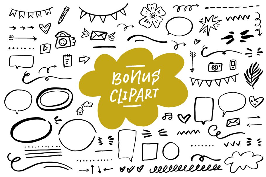 创意社交媒体运营必备套装[字体/剪贴画/贴图模板素材库精选] Social Media Lettering Kit插图(3)