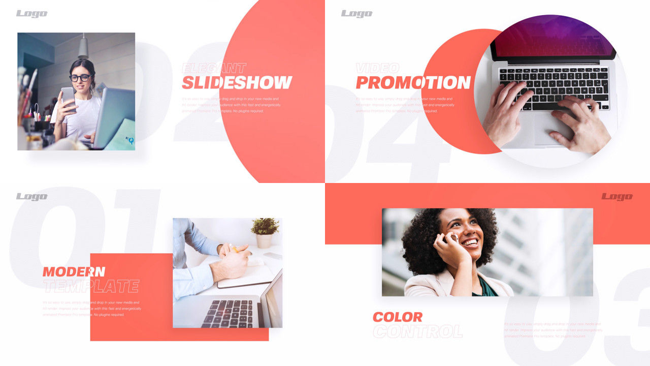 时尚的商业演示幻灯片素材库精选pr模板