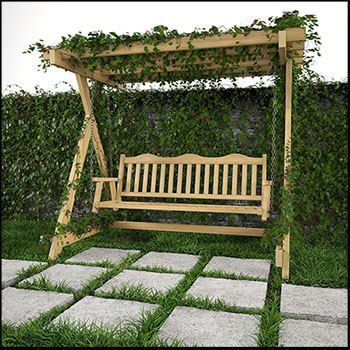 花园里爬满藤蔓的墙壁和秋千素材之家精选3D模型