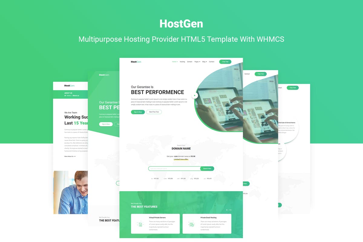 云服务器提供商网站WHMCS模板素材库精选 HostGen – Hosting Provider Template With WHMCS插图