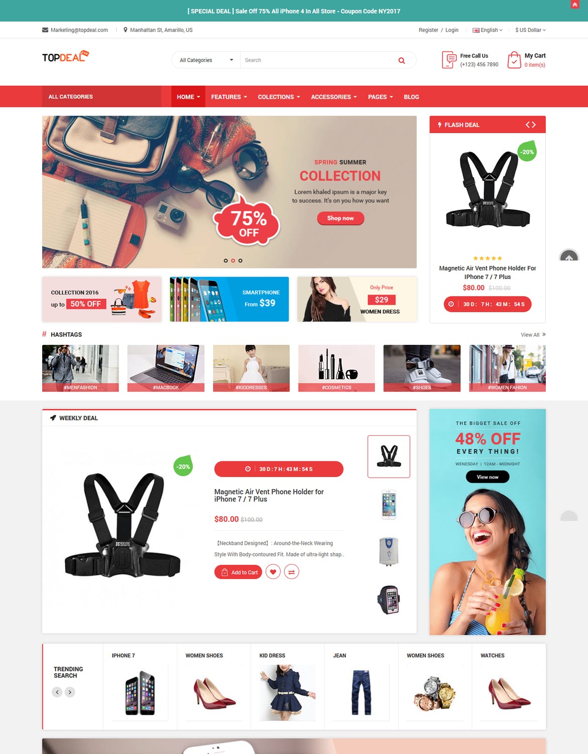 响应式设计风格多用途网上商城HTML模板素材库精选 TopDeal – Responsive MultiPurpose HTML Template插图(2)