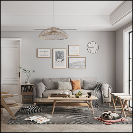 现代北欧客餐厅场景素材之家精选3D模型