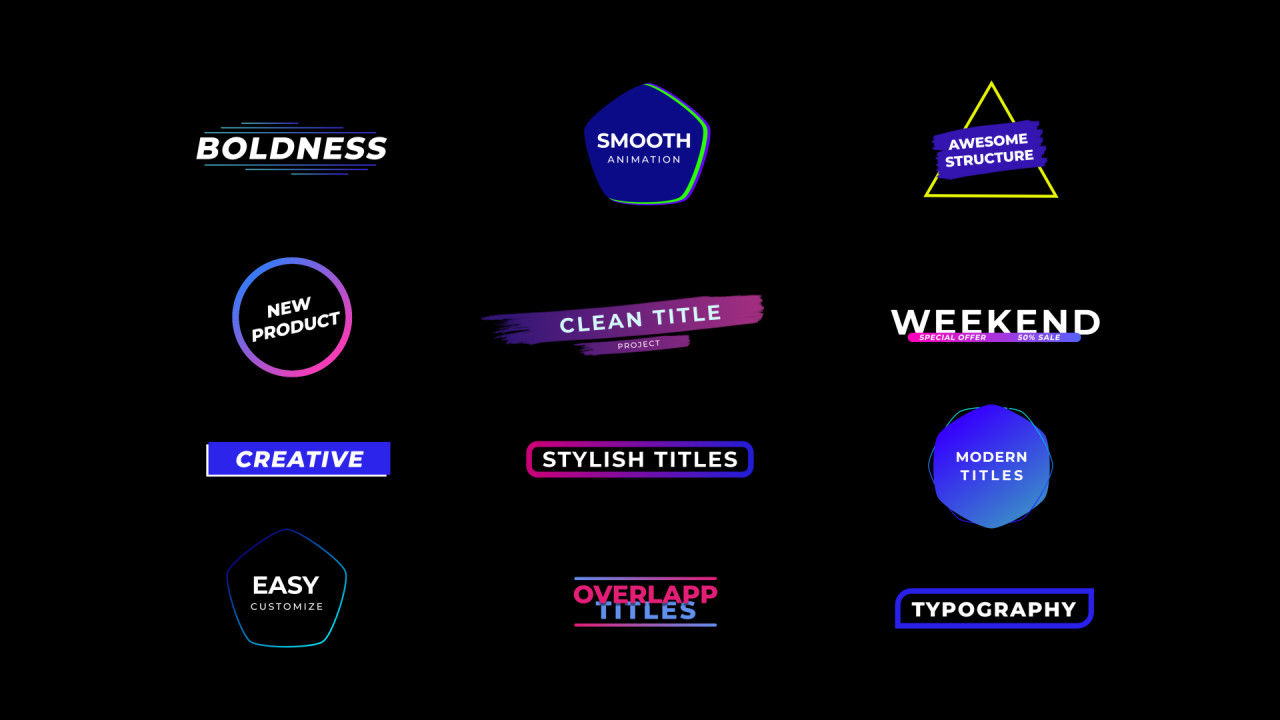 12个外观平滑的时尚创意标题素材库精选AE模板