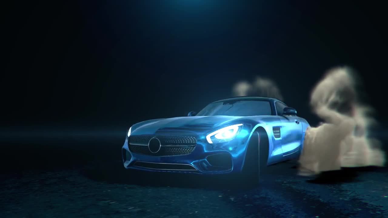 3D炫酷跑车logo特效动画素材库精选AE模板