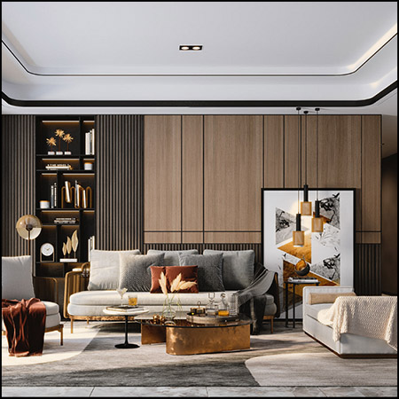 现代客厅场景素材之家精选3D模型3