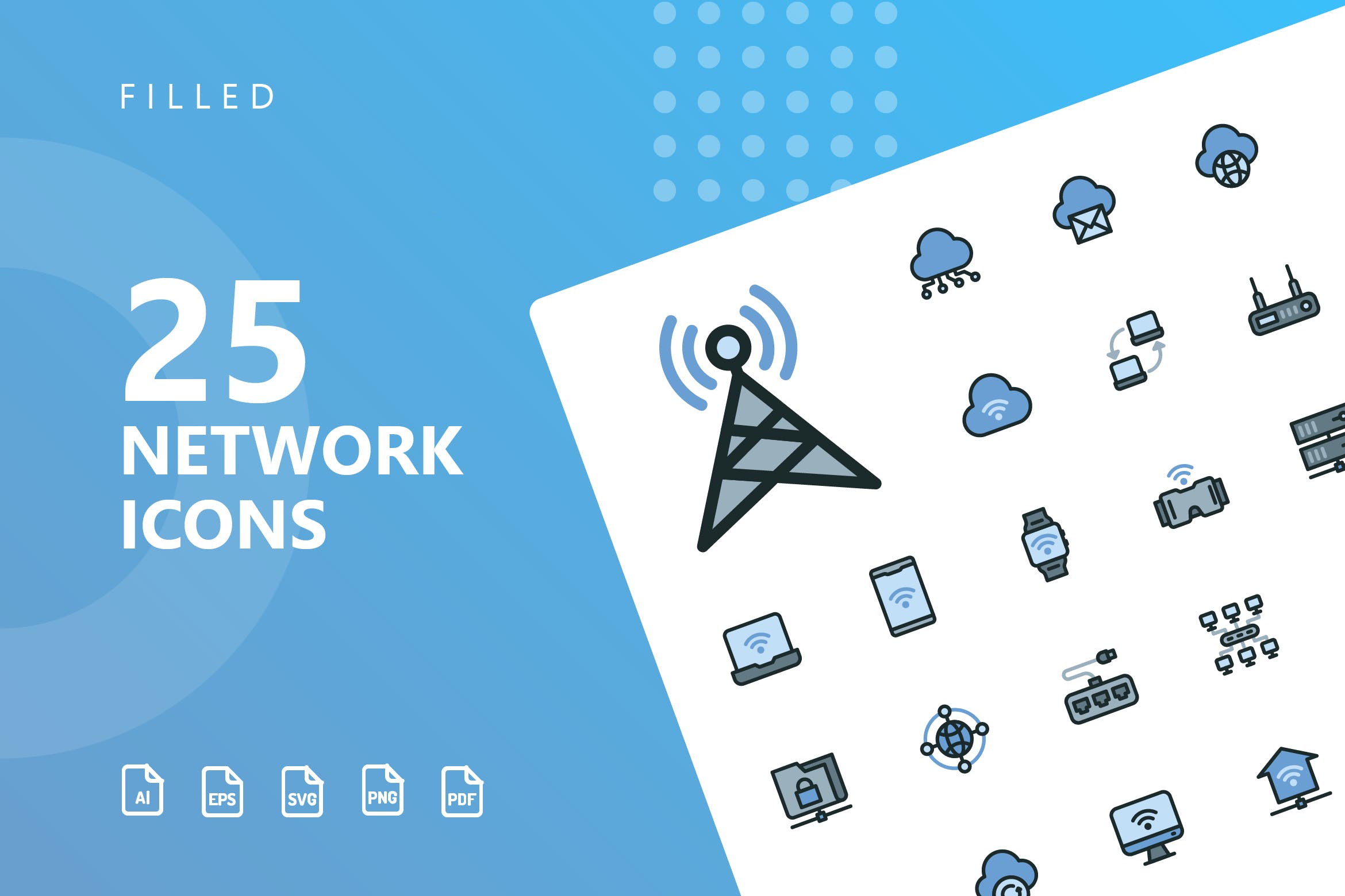 网络科技主题矢量填充素材库精选图标 Network Filled Icons插图