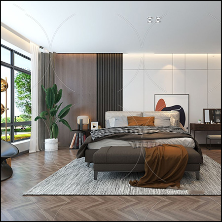 现代卧室主人房室内场景素材之家精选3D模型