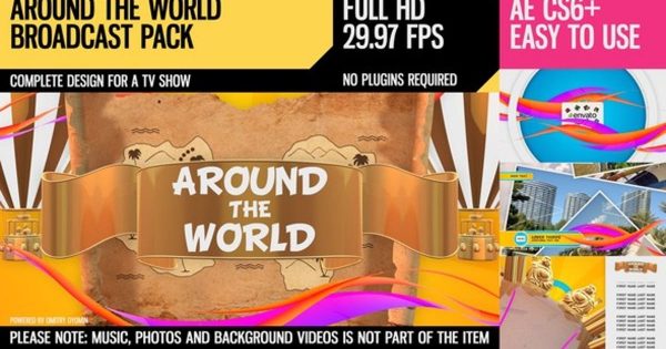 环游世界旅行节目片头素材库精选AE模板 Around The World (Broadcast Pack)