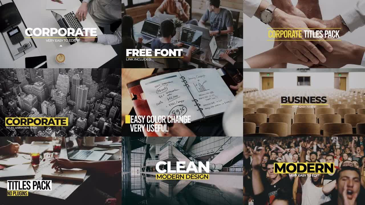 干净全屏照片和动态文字标题片头素材库精选AE模板