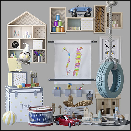 儿童房幼儿园儿童场所装饰品素材之家精选3D模型