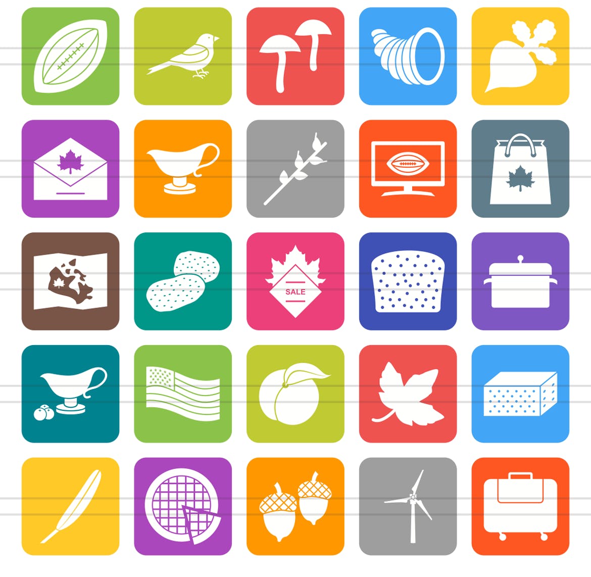 50枚感恩节主题圆角矢量填充图标 50 Thanksgiving Filled Round Corner Icons插图(2)