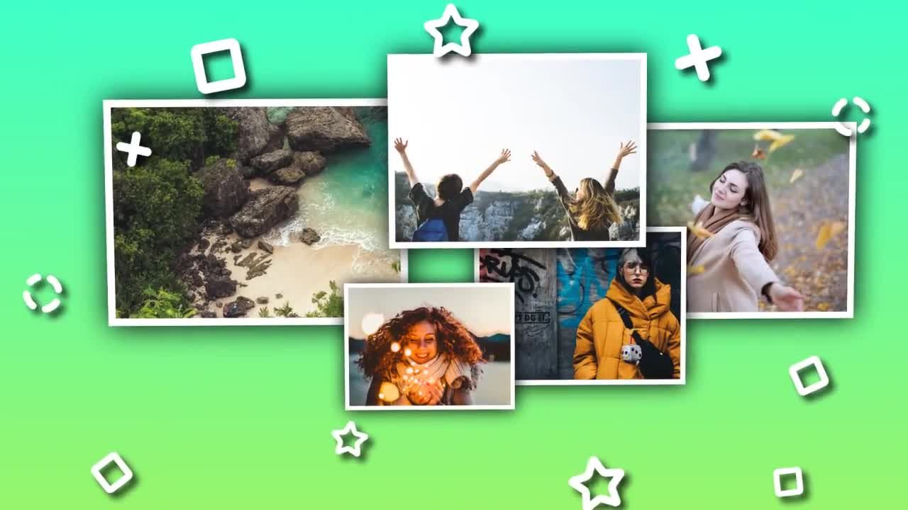 明亮且动态的照片墙过渡幻灯片素材库精选AE模板