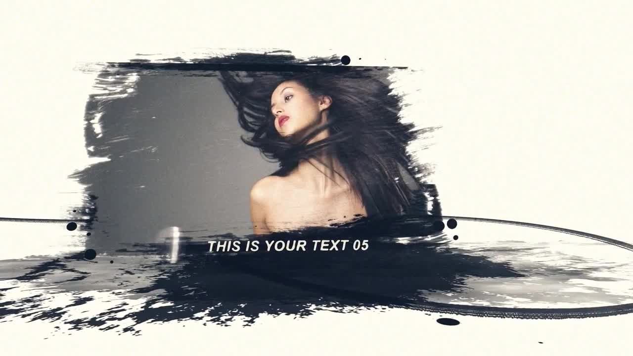 具有酷炫的有机设计和绘画效果的ae墨水晕染幻灯片模板