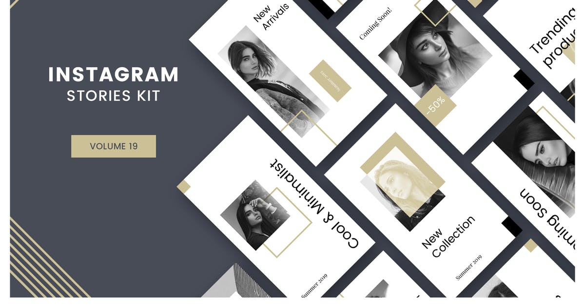 黑白简约风设计Instagram社交媒体品牌故事设计模板素材库精选 Instagram Stories Kit (Vol.19)插图