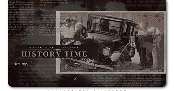 历史时刻复古风格幻灯片特效开场素材库精选AE模板 History Time Documentary Slideshow