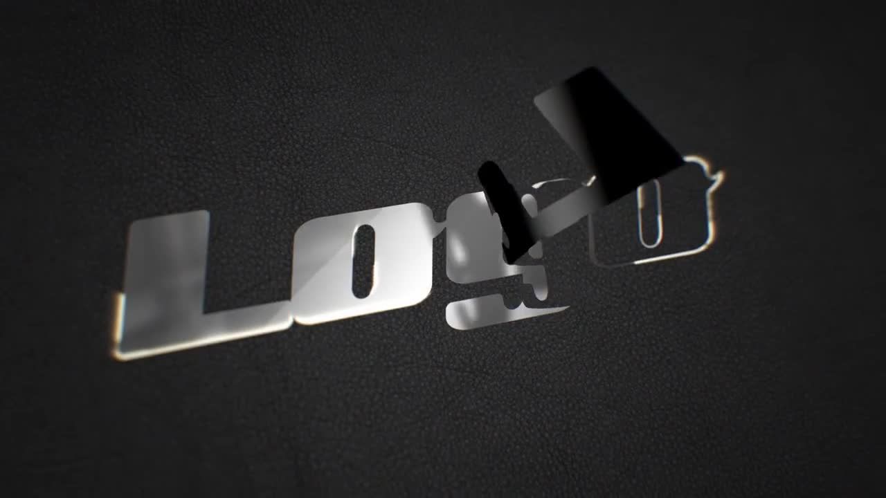 素材库精选AE模板金色描边翻转特效logo片头展示