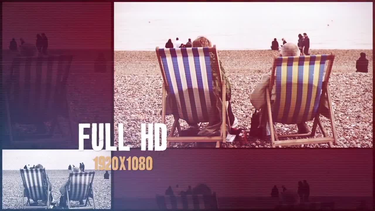 城市Glitch幻灯片照片展示素材库精选AE模板